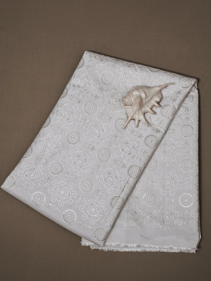 Embroidered Fabric with Geometric Floral Pattern