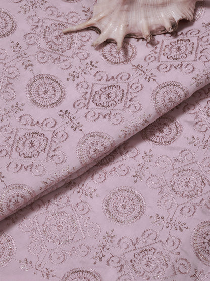 Embroidered Fabric with Geometric Floral Pattern