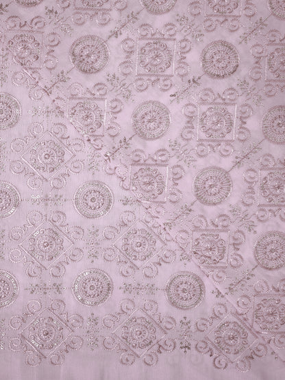 Embroidered Fabric with Geometric Floral Pattern