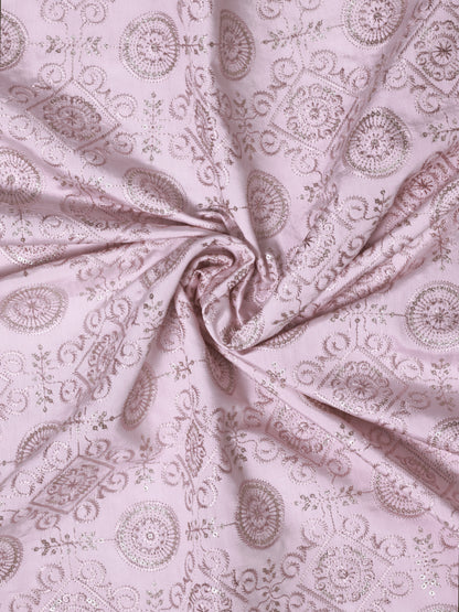 Embroidered Fabric with Geometric Floral Pattern
