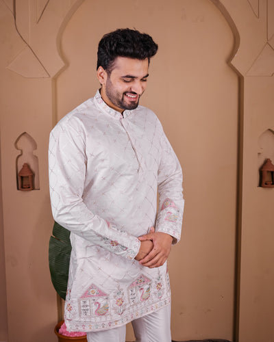 Argyle Jaal with Jharokha Motif Kurta