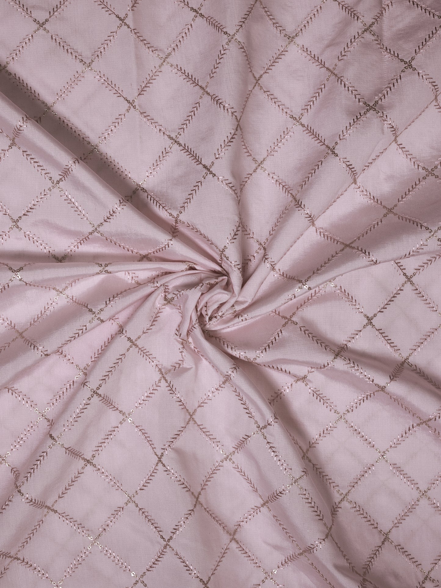 Embroidered Fabric with Swan and Floral Motifs
