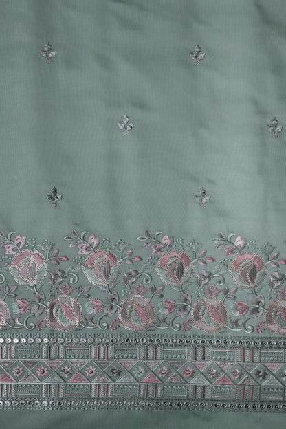 Embroidered Fabric with Floral Sequin Work