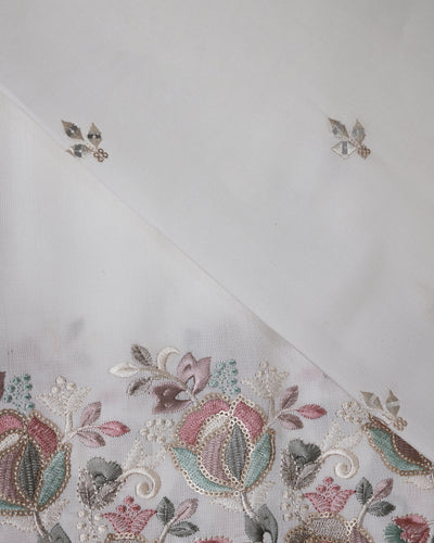 Embroidered Fabric with Floral Sequin Work