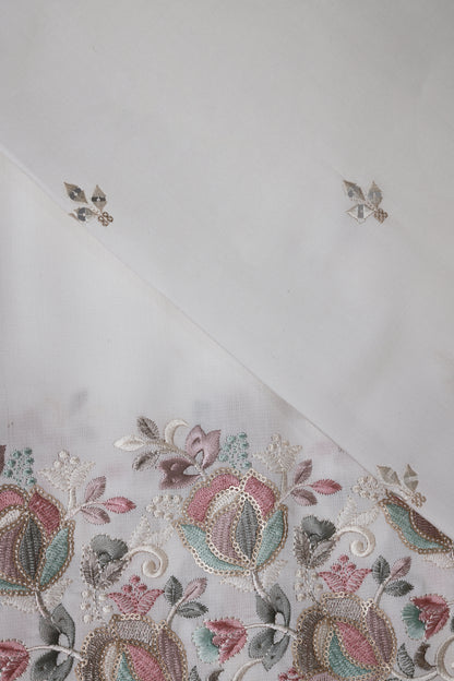Embroidered Fabric with Floral Sequin Work