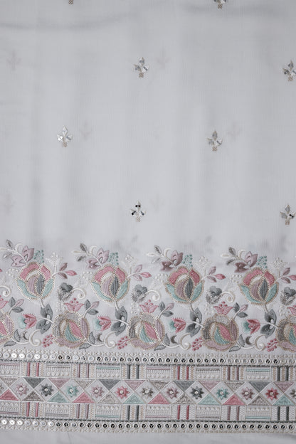 Embroidered Fabric with Floral Sequin Work