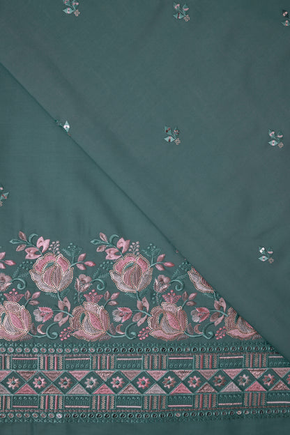 Embroidered Fabric with Floral Sequin Work