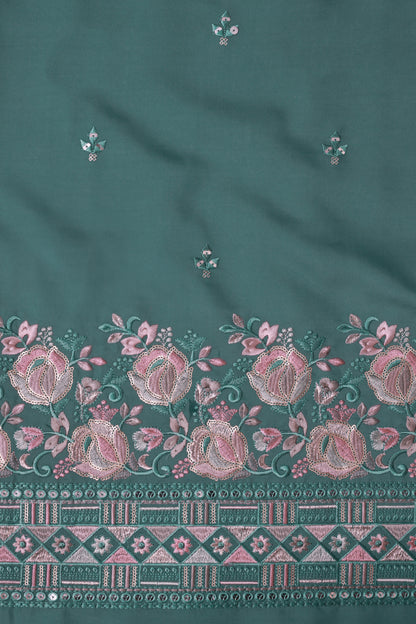 Embroidered Fabric with Floral Sequin Work