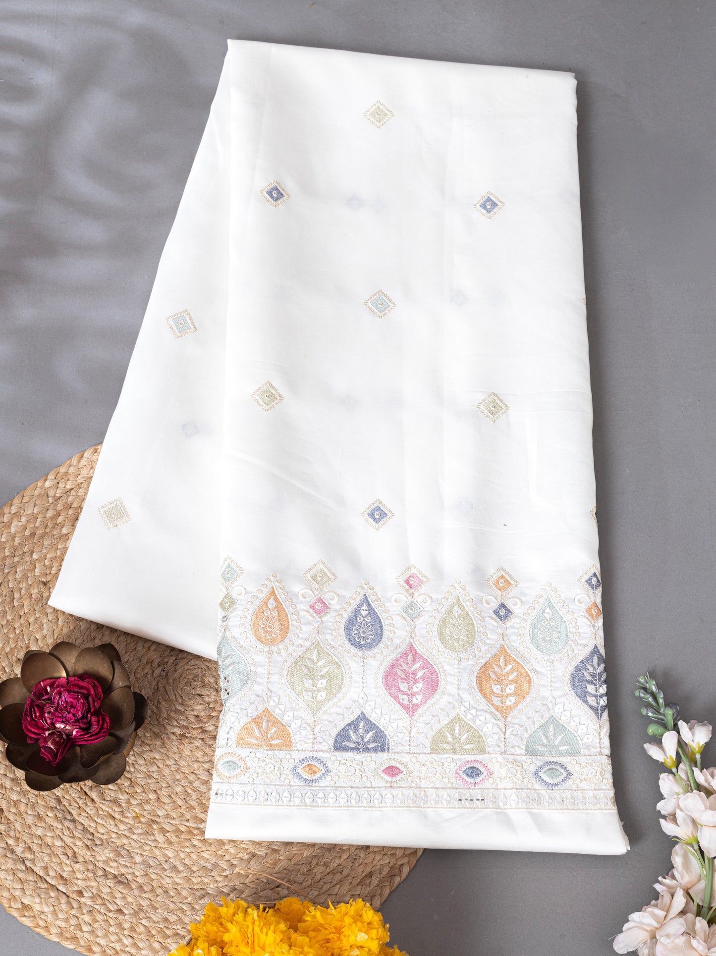 Royal Wine Woven Border Fabric