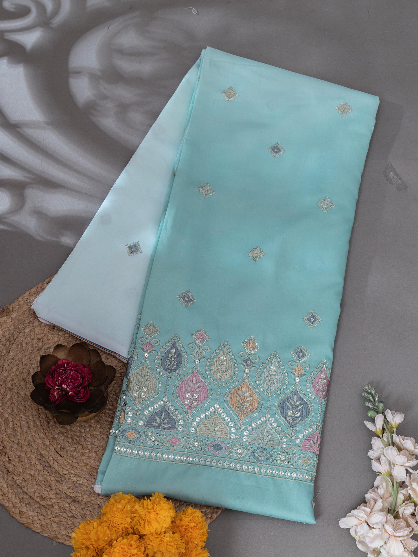 Royal Wine Woven Border Fabric