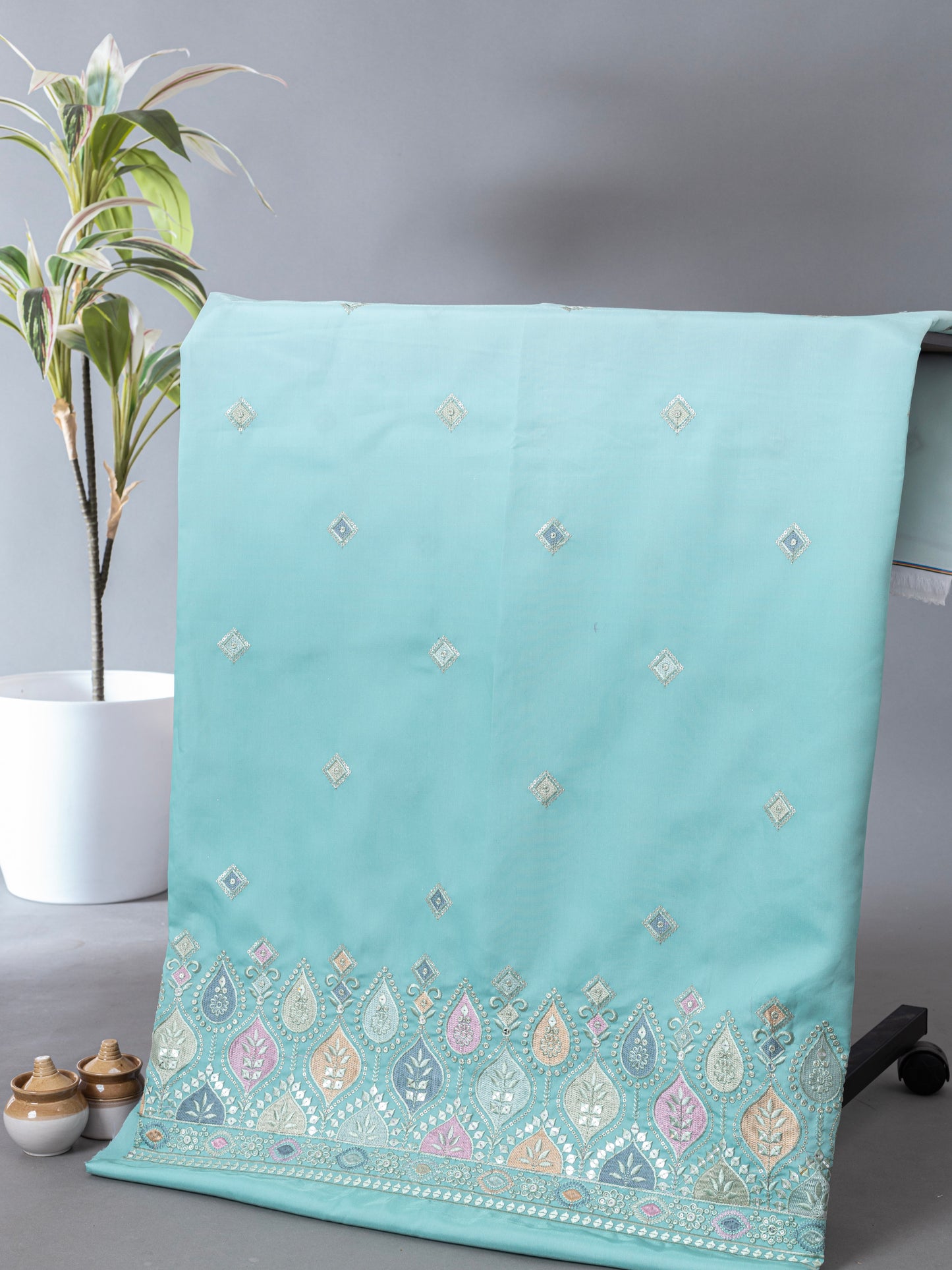 Royal Wine Woven Border Fabric