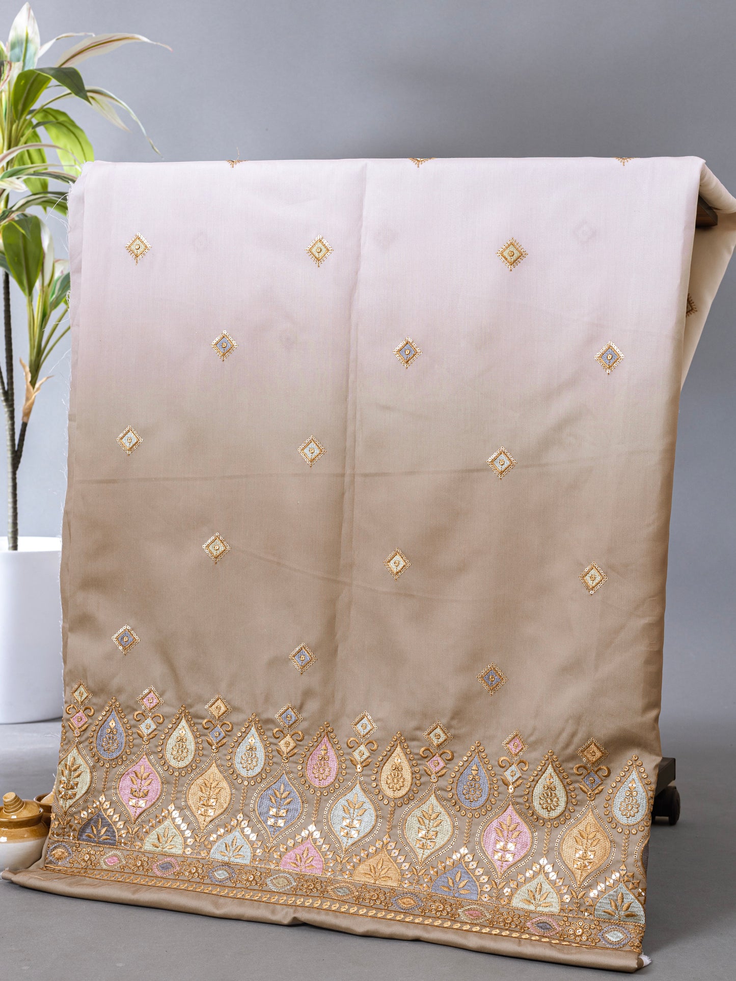 Royal Wine Woven Border Fabric