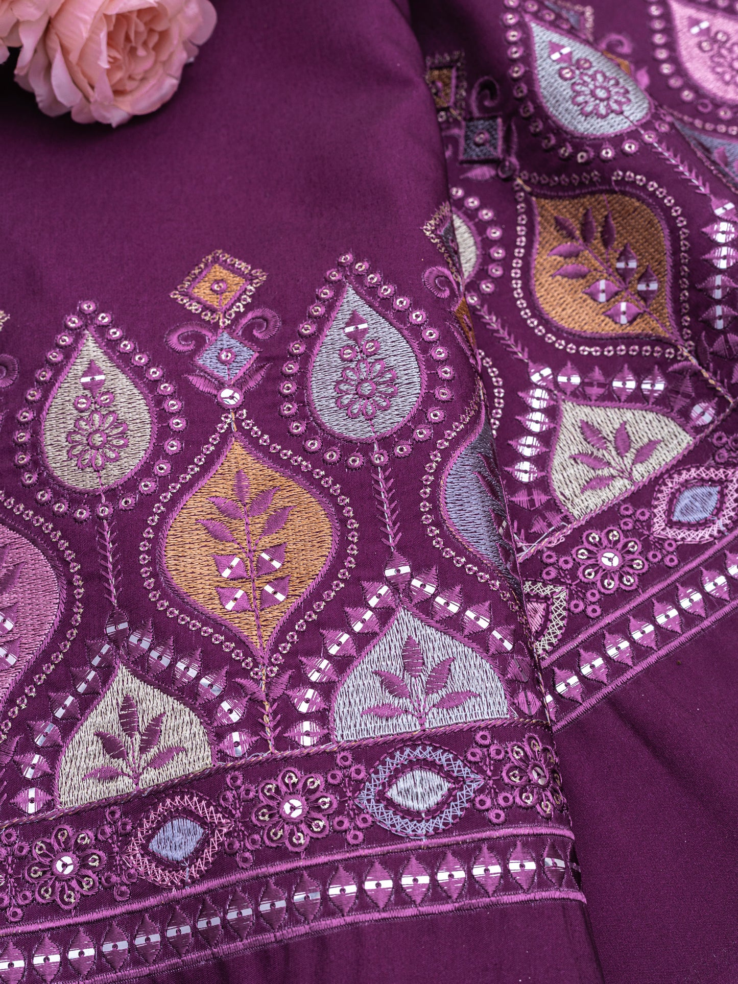 Royal Wine Woven Border Fabric