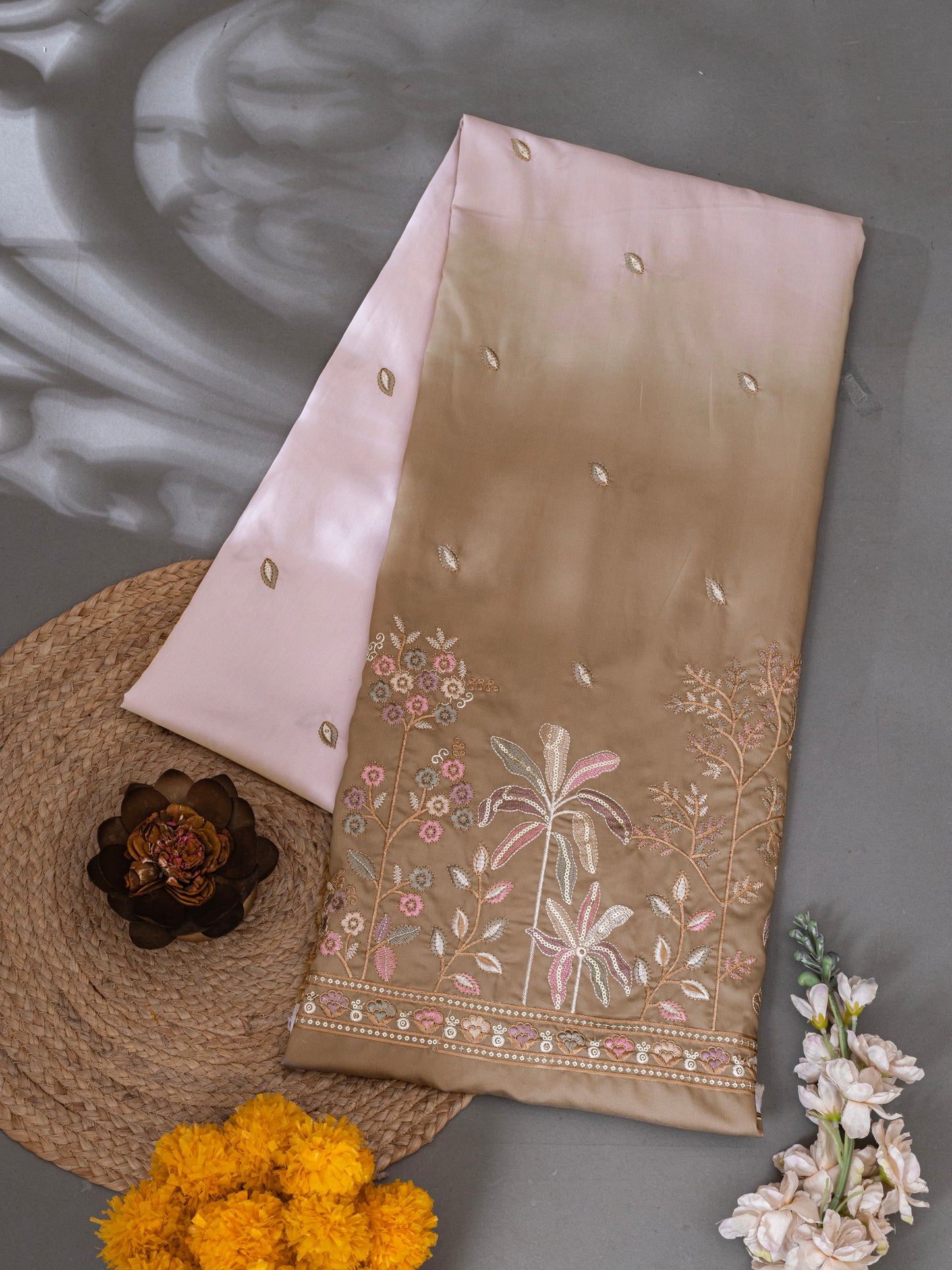 Floral Booti Border Ethnic Fabric