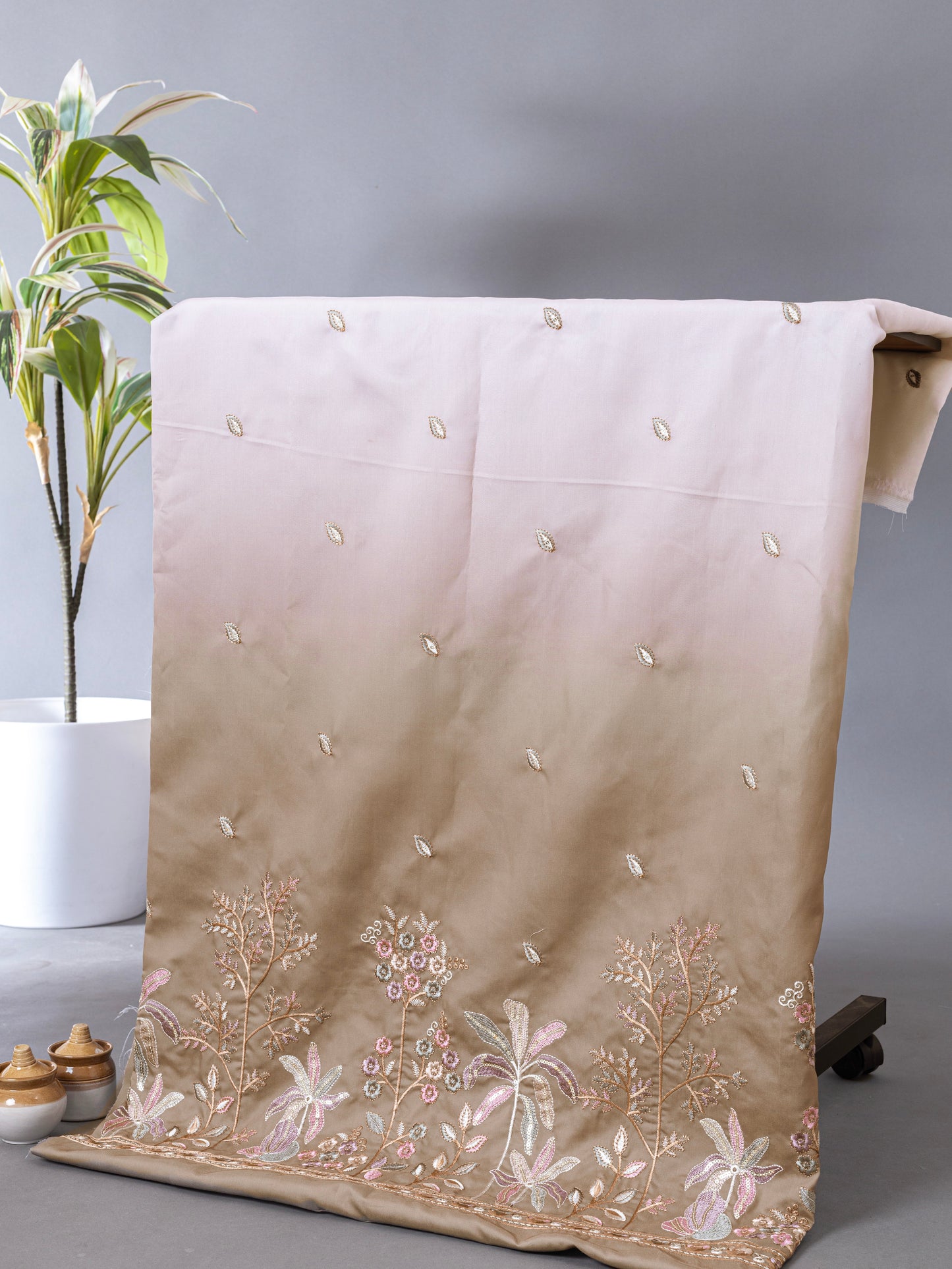 Floral Booti Border Ethnic Fabric