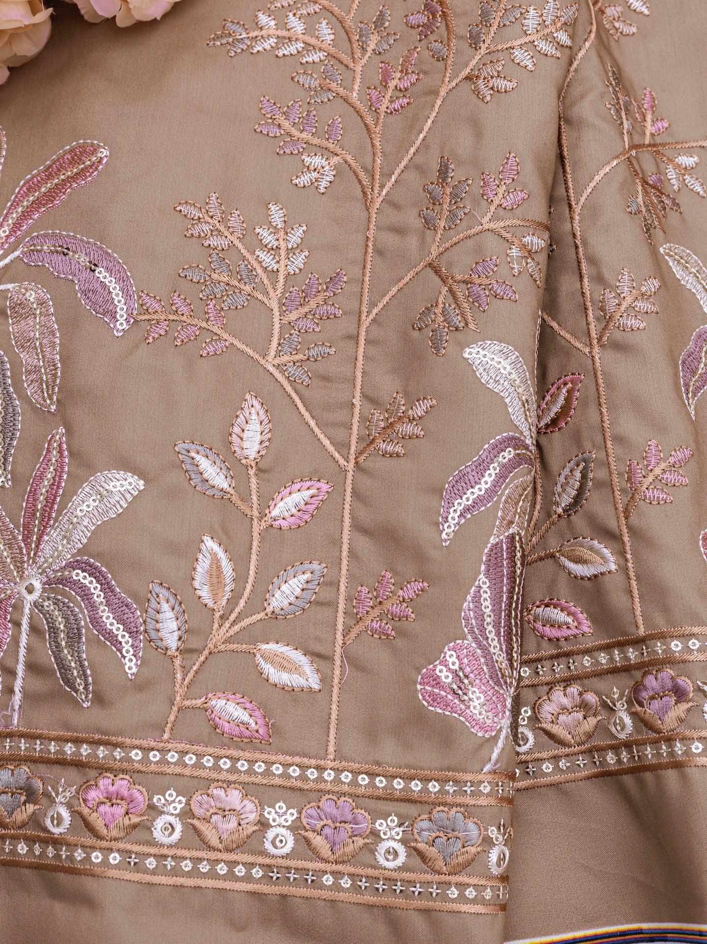 Floral Booti Border Ethnic Fabric