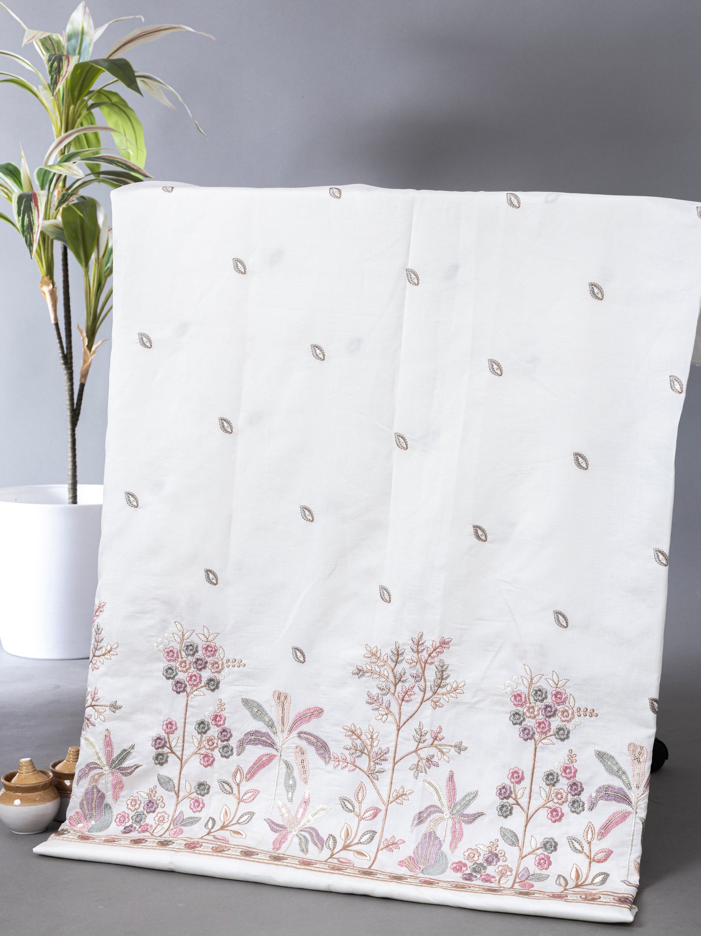 Floral Booti Border Ethnic Fabric