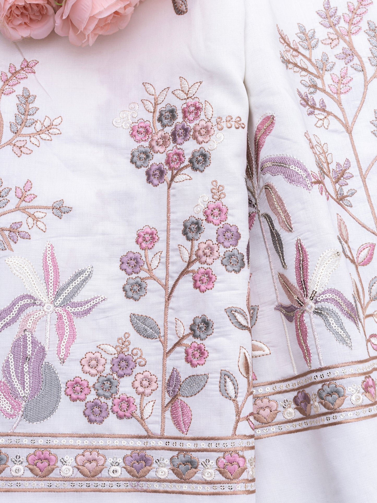 Floral Booti Border Ethnic Fabric