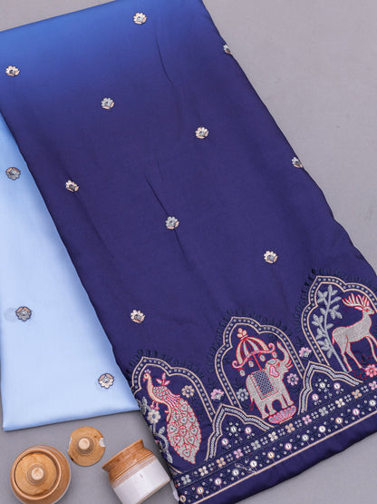 Traditional Figure Motif Embroidered Fabric