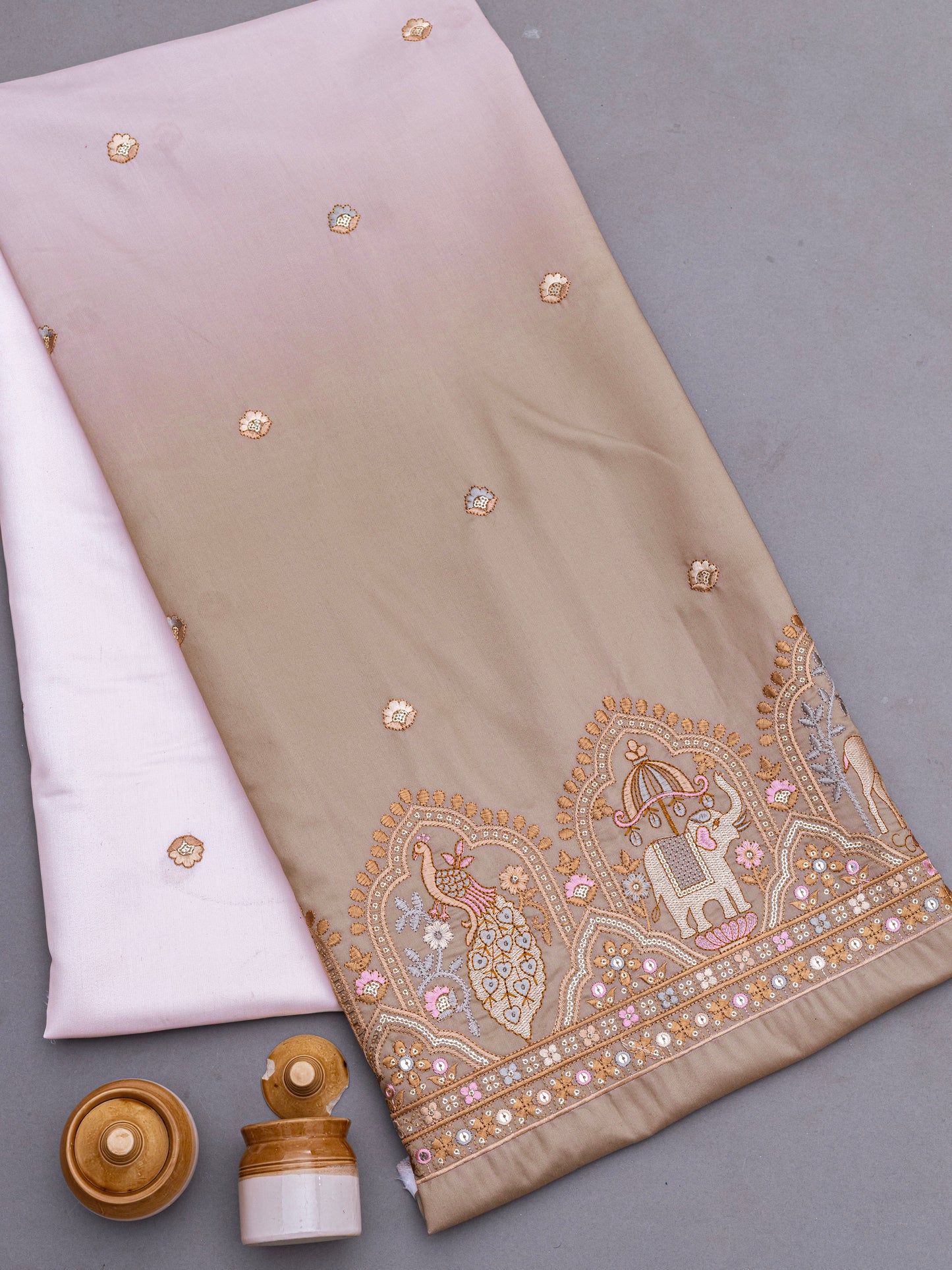 Traditional Figure Motif Embroidered Fabric