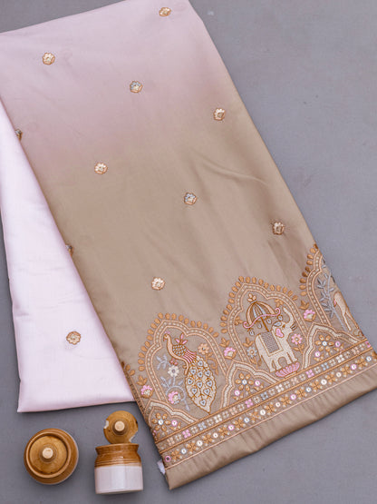 Traditional Figure Motif Embroidered Fabric