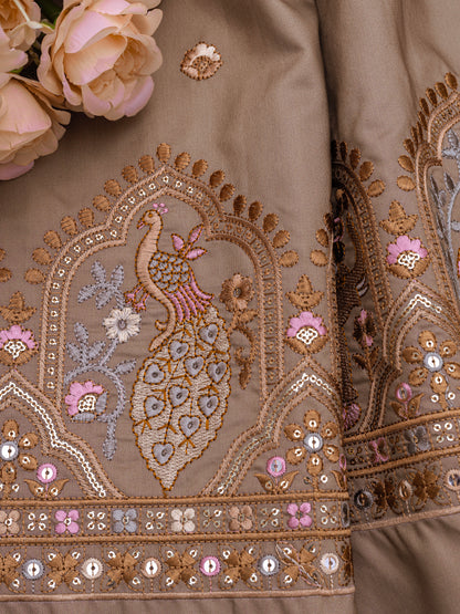 Traditional Figure Motif Embroidered Fabric