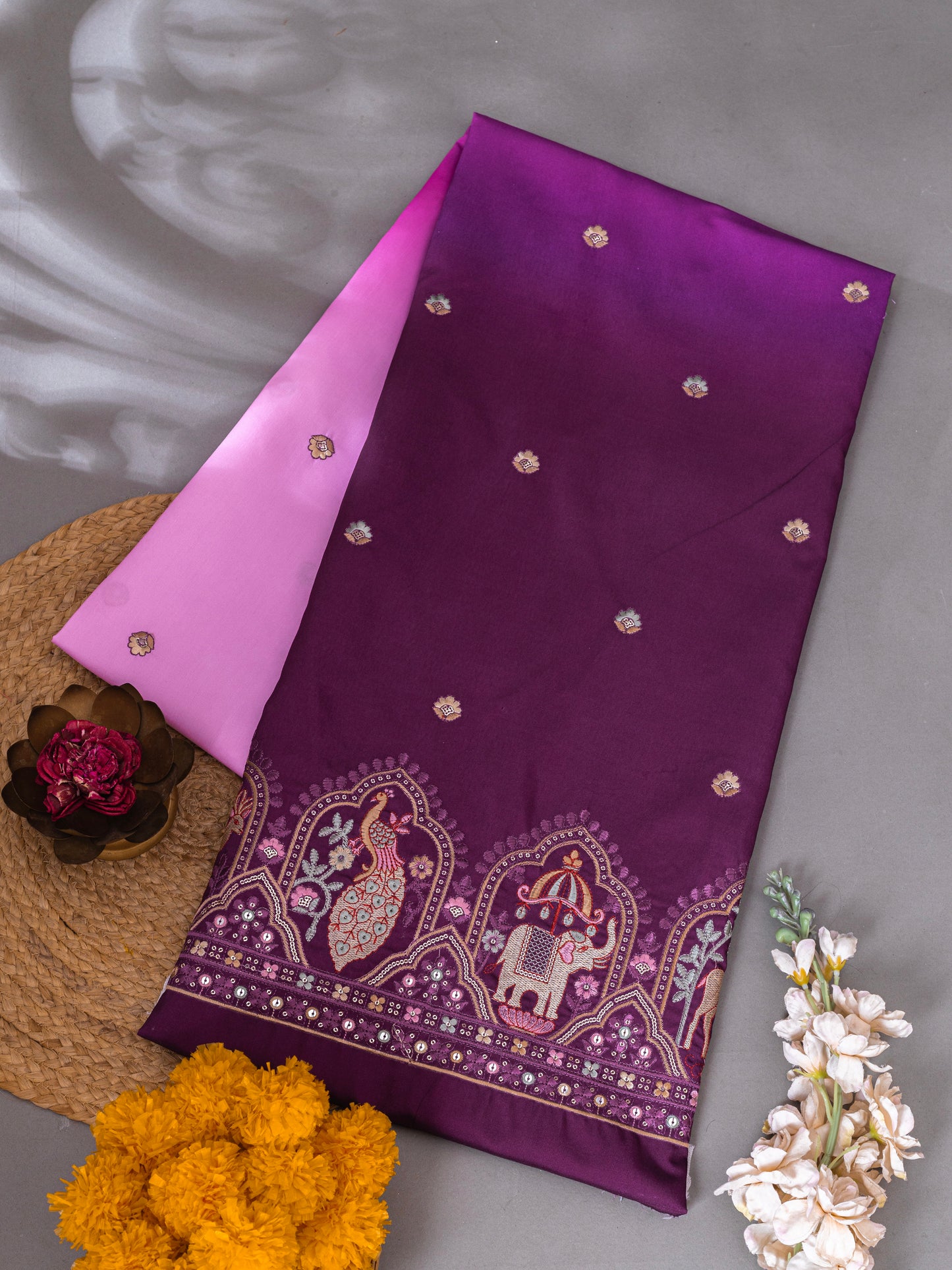 Traditional Figure Motif Embroidered Fabric