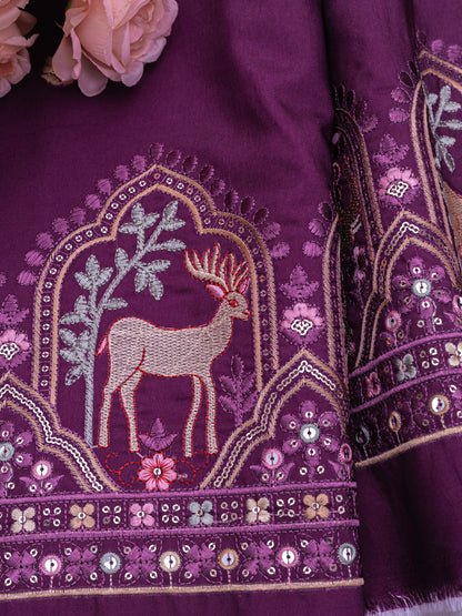 Traditional Figure Motif Embroidered Fabric