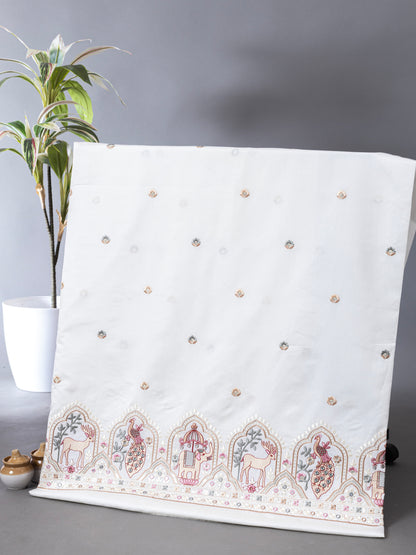 Traditional Figure Motif Embroidered Fabric
