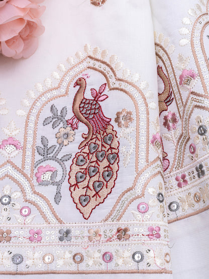 Traditional Figure Motif Embroidered Fabric