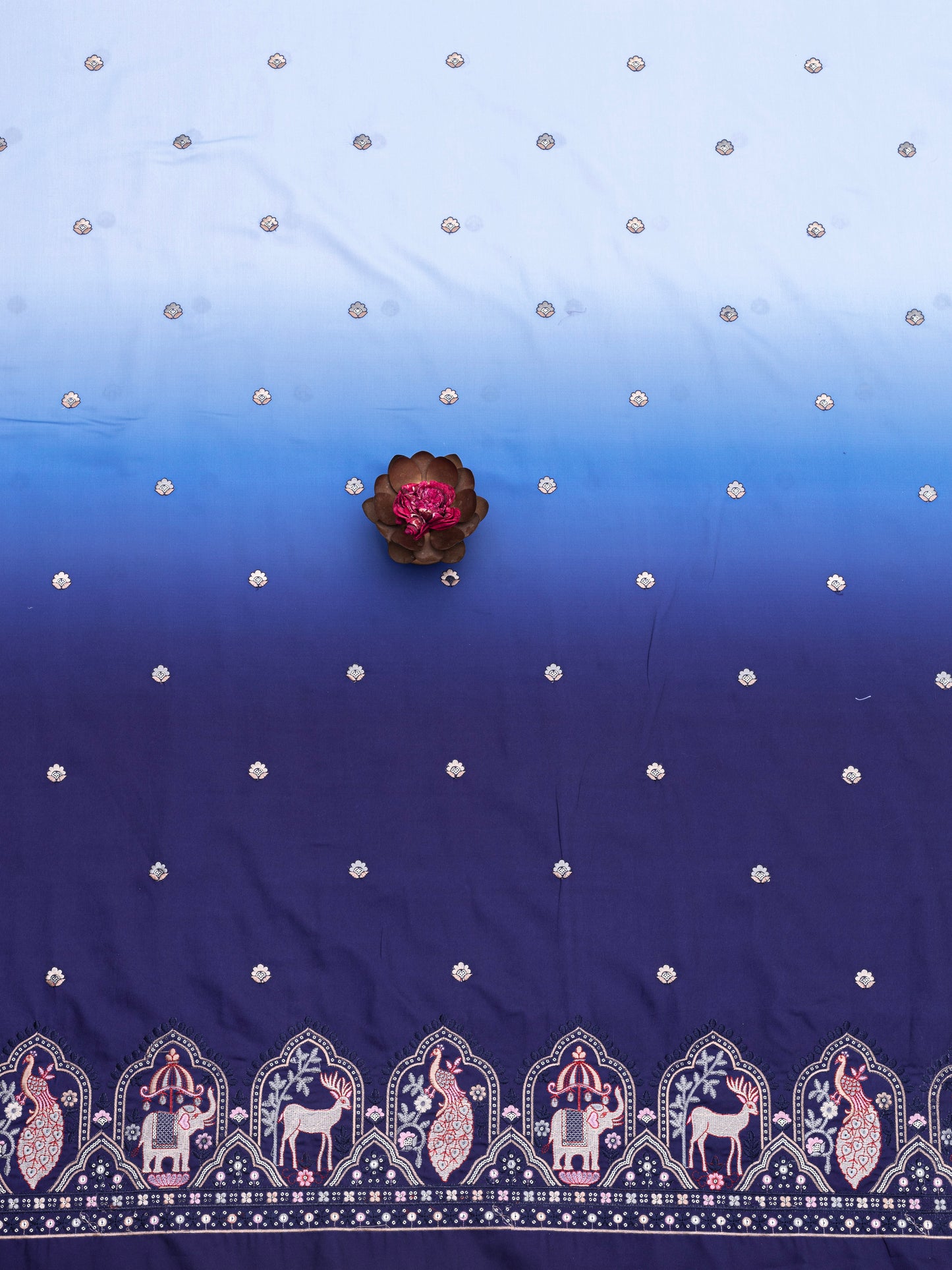 Traditional Figure Motif Embroidered Fabric