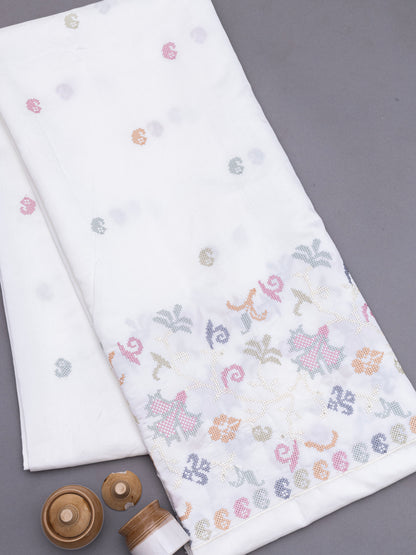 Traditional Cross-Stitch Pattern Ethnic Fabric