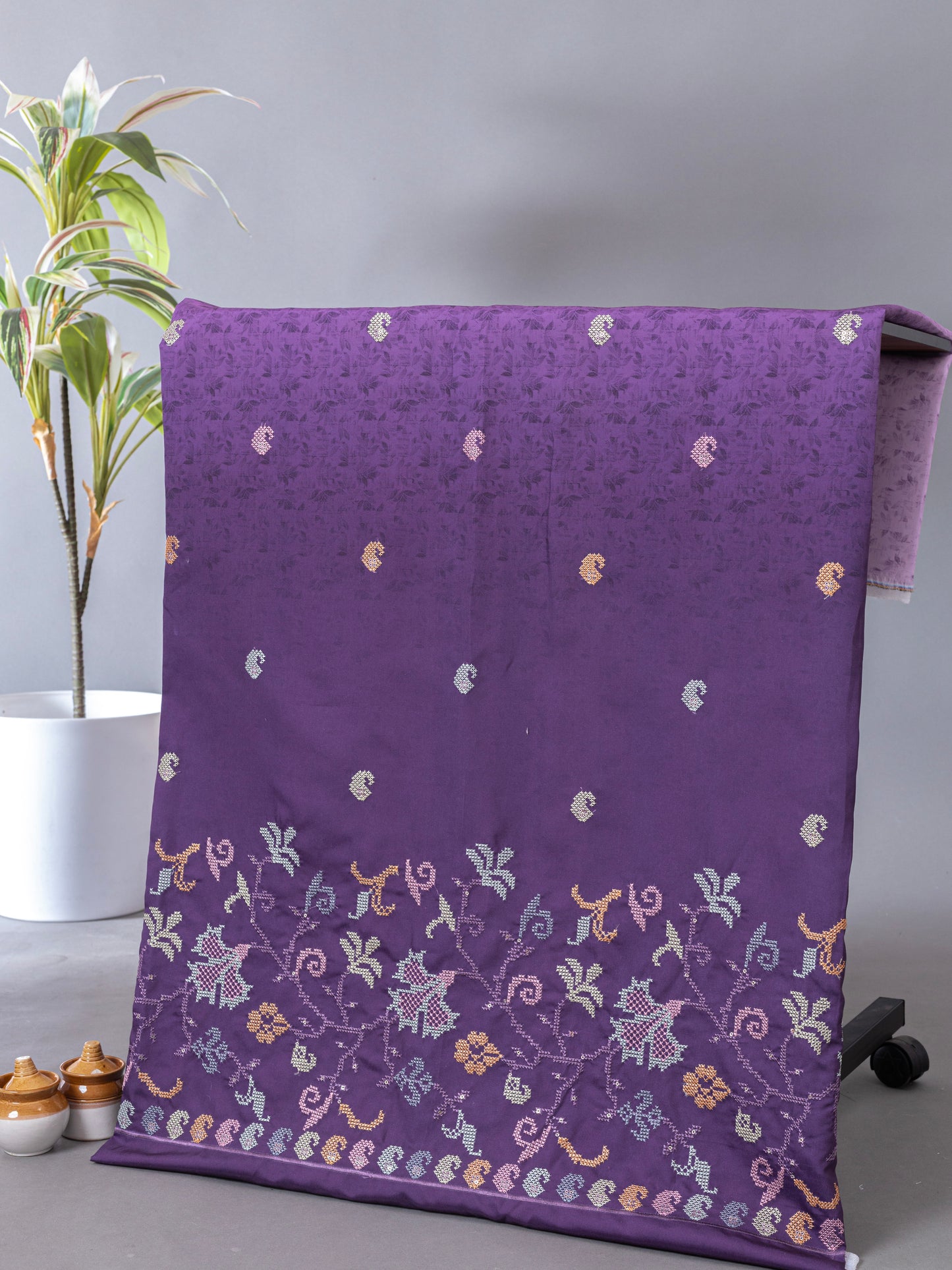 Traditional Cross-Stitch Pattern Ethnic Fabric