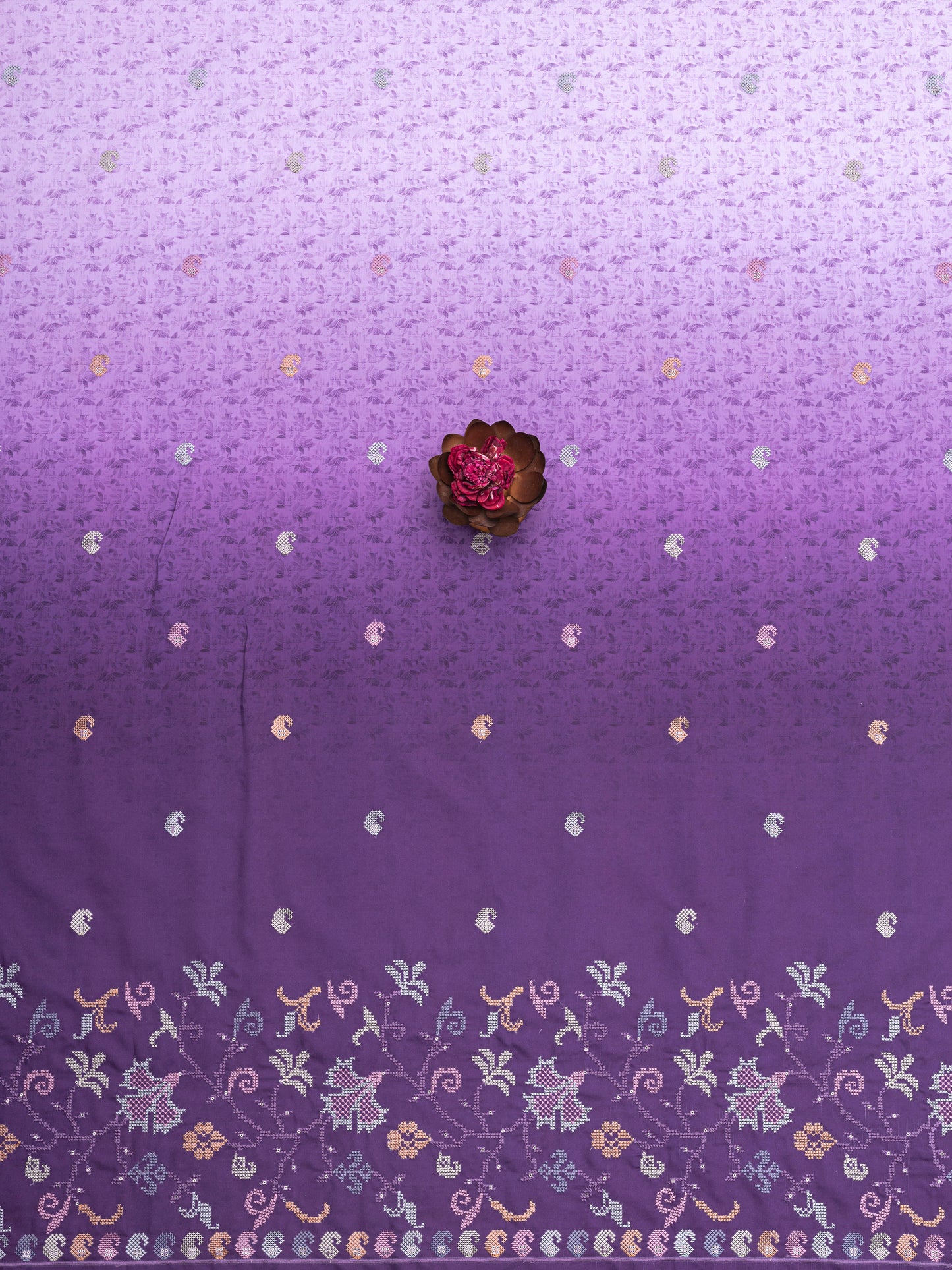 Traditional Cross-Stitch Pattern Ethnic Fabric