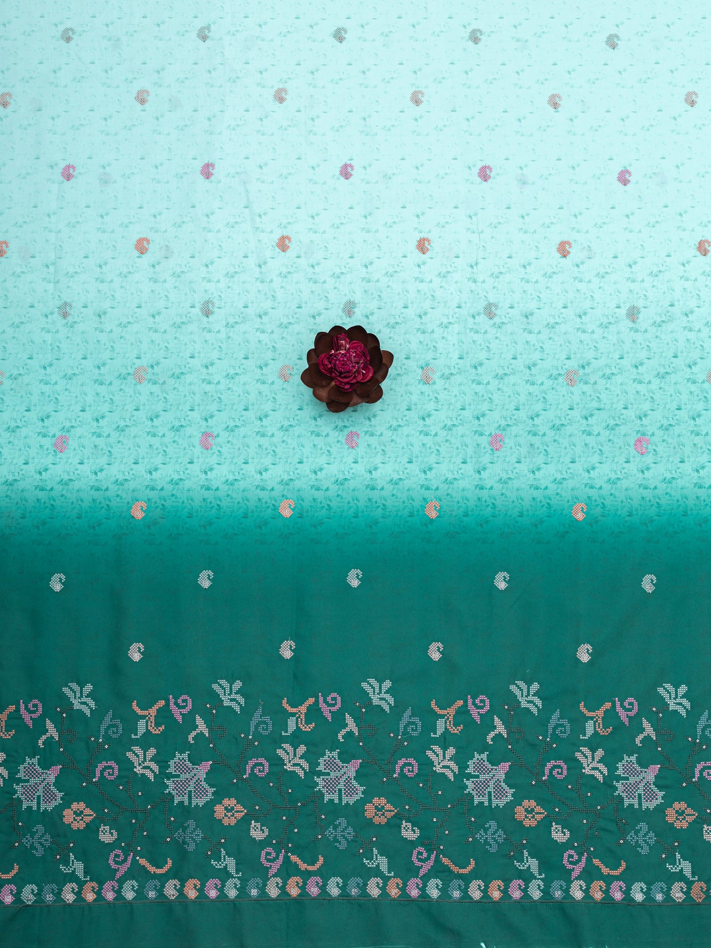 Traditional Cross-Stitch Pattern Ethnic Fabric