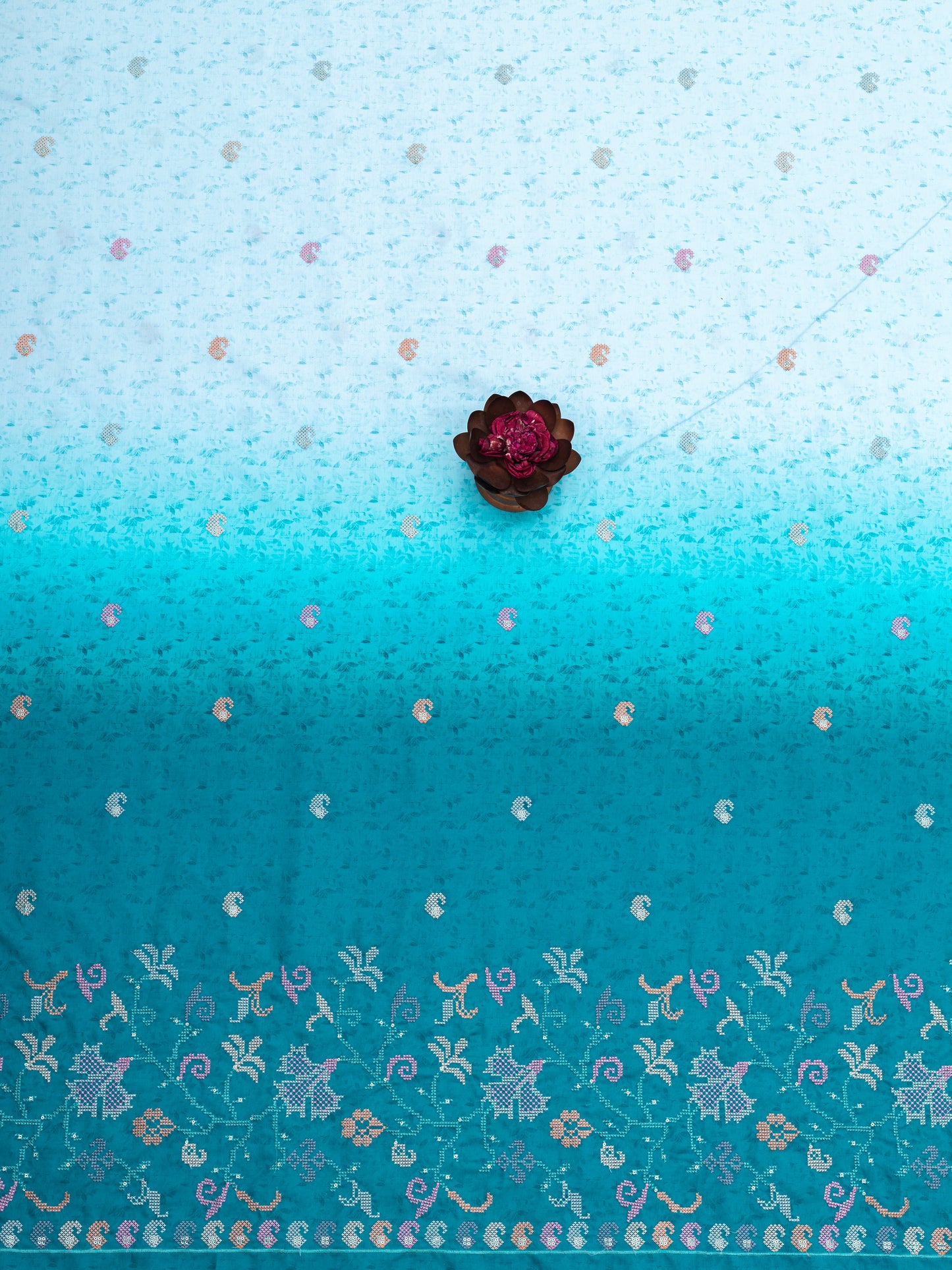 Traditional Cross-Stitch Pattern Ethnic Fabric