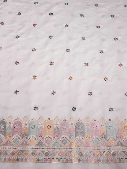 Dome Motif Embroidered Royal Satin Fabric