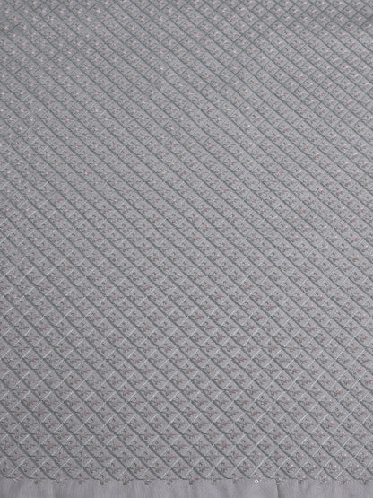 Gray Hexa Repeat Pattern On Silk