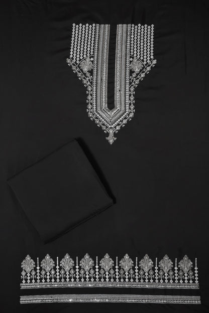 Thread & Sequin Neck Panel on Roman Silk