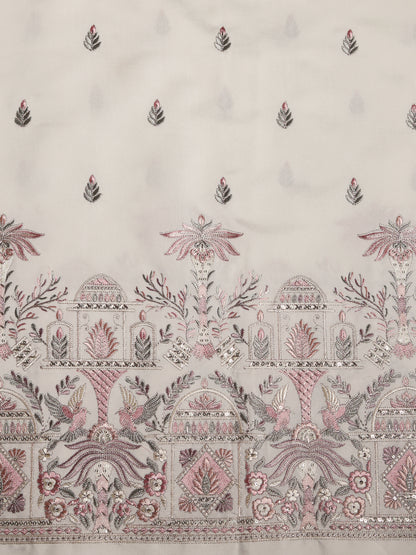 Mughal-inspired motifs with floral patterns in Viscose Fabric