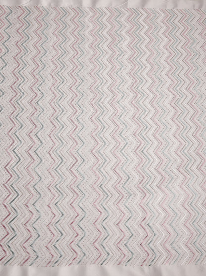 Elegant Zig-Zag Multicolor Embroidered Fabric on Silk