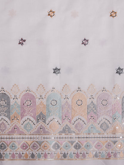 Dome Motif Embroidered Royal Satin Fabric