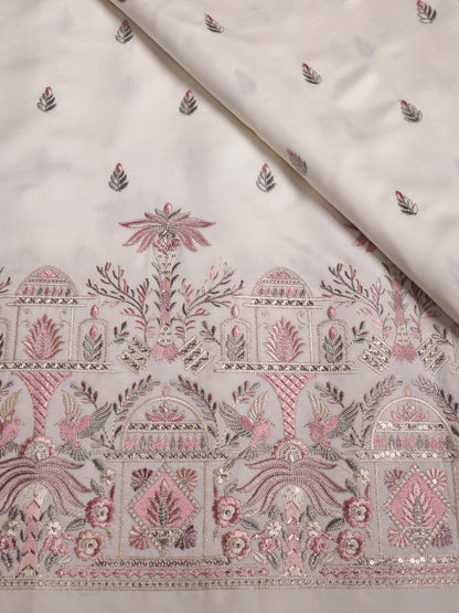 Mughal-inspired motifs with floral patterns in Viscose Fabric