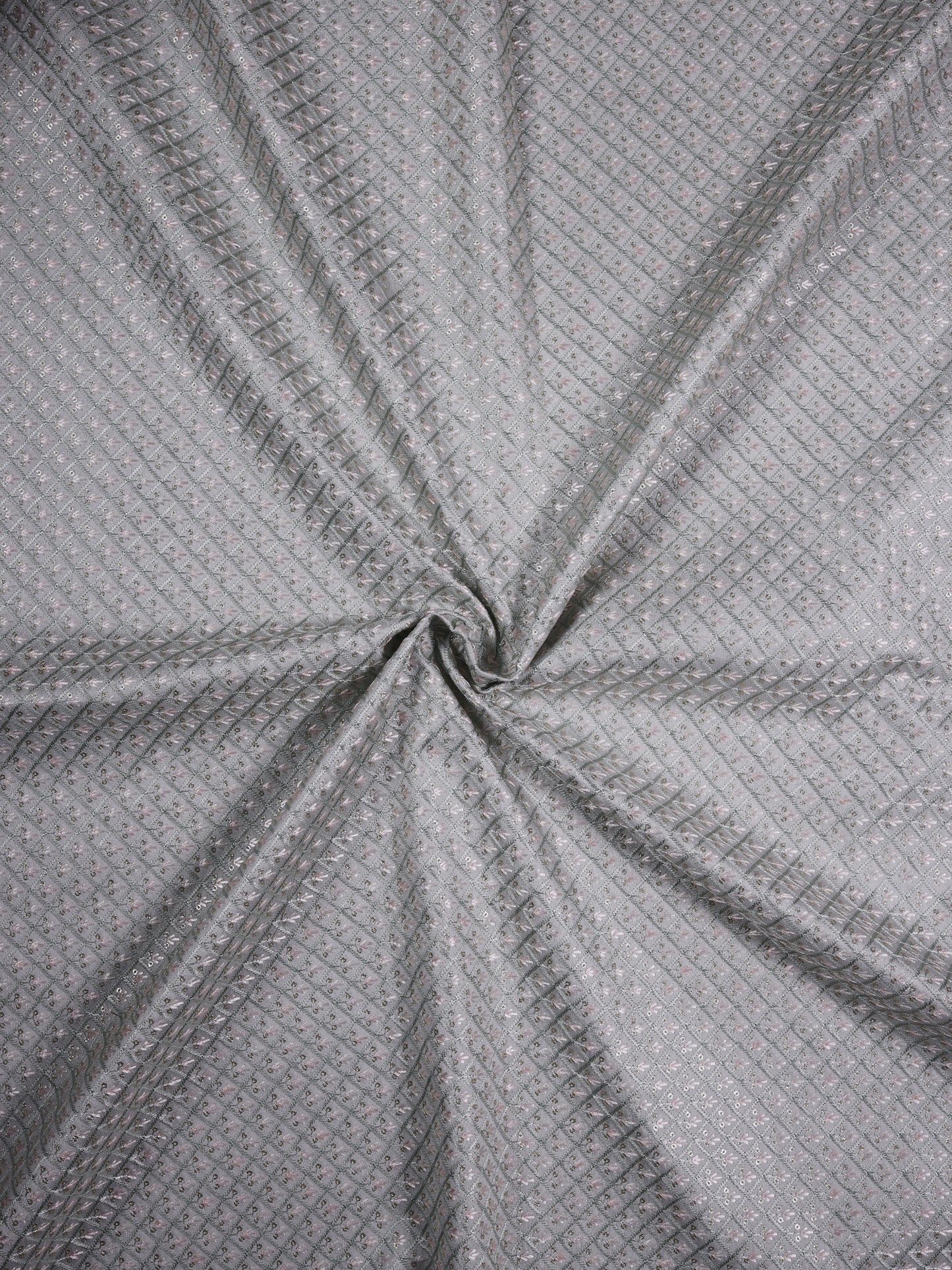 Gray Hexa Repeat Pattern On Silk