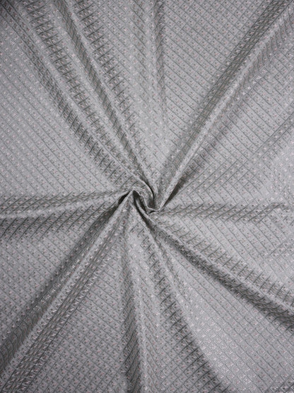 Gray Hexa Repeat Pattern On Silk