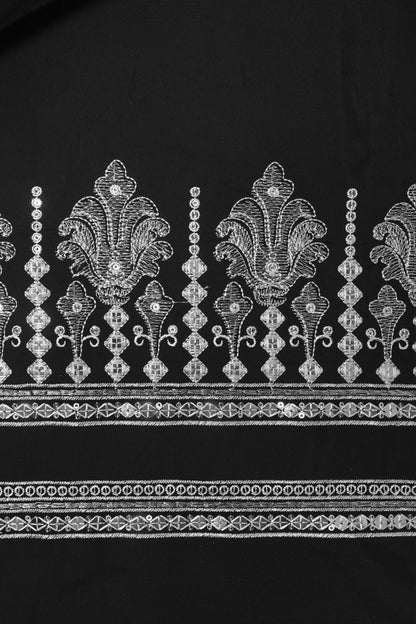 Thread & Sequin Neck Panel on Roman Silk