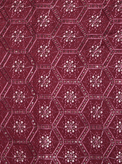 Geometric Embroidered Mono Silk Fabric