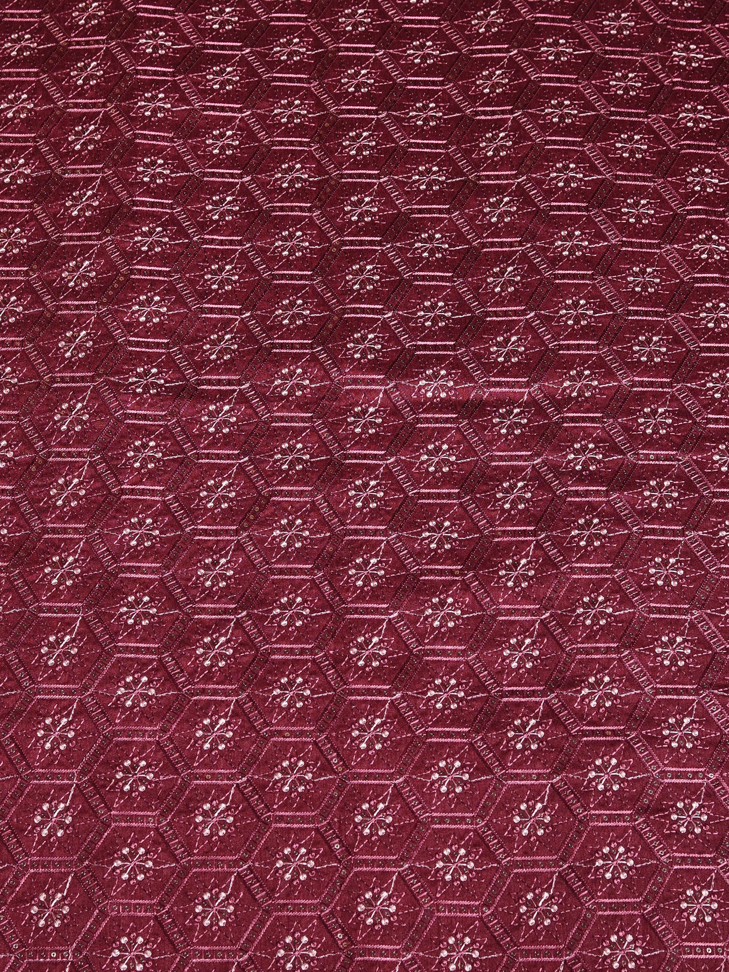 Geometric Embroidered Mono Silk Fabric
