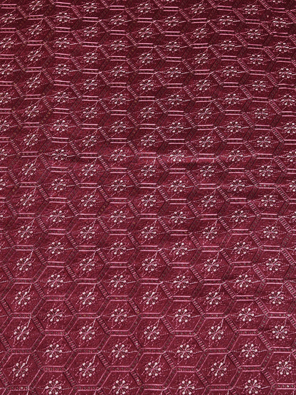 Geometric Embroidered Mono Silk Fabric