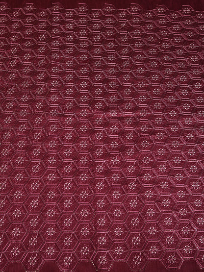 Geometric Embroidered Mono Silk Fabric
